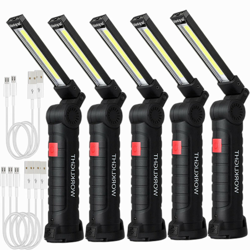 Neue COB LED Taschenlampe Tragbare USB Aufladbare 5 Modus Auto Arbeits Licht Magnetische Taschenlampe Hängen Haken Lampe Für Reparatur Camping