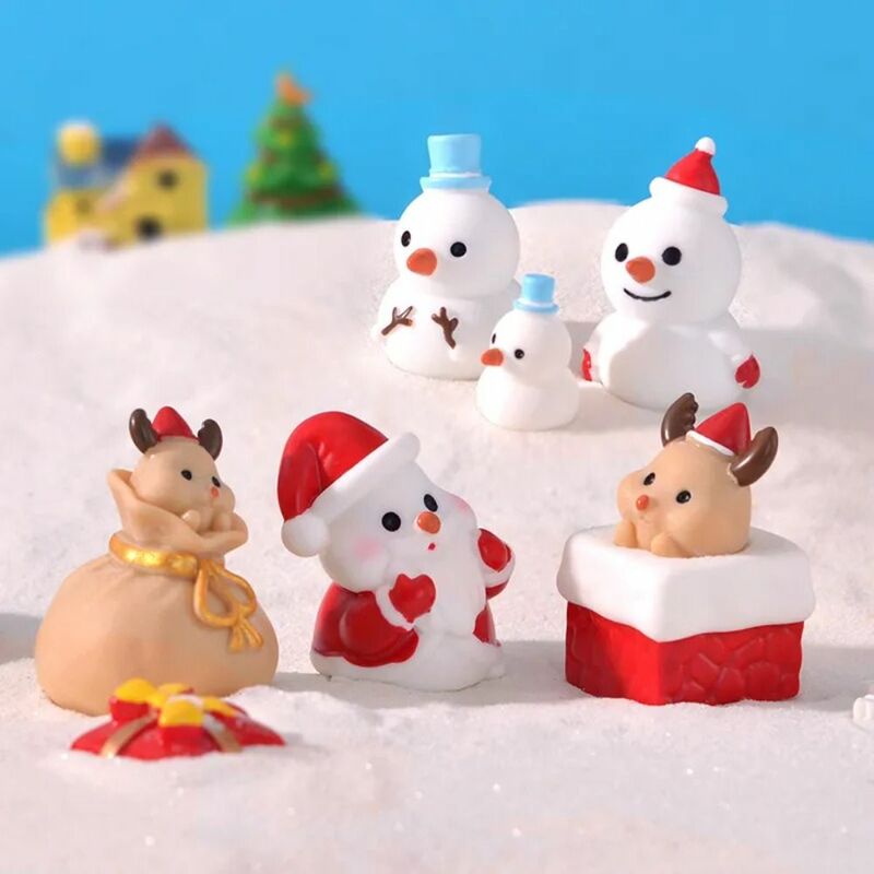 Miniatur manusia salju miniatur manusia salju Model lanskap mikro Natal Santa Claus patung Mini Santa Claus dekorasi Natal