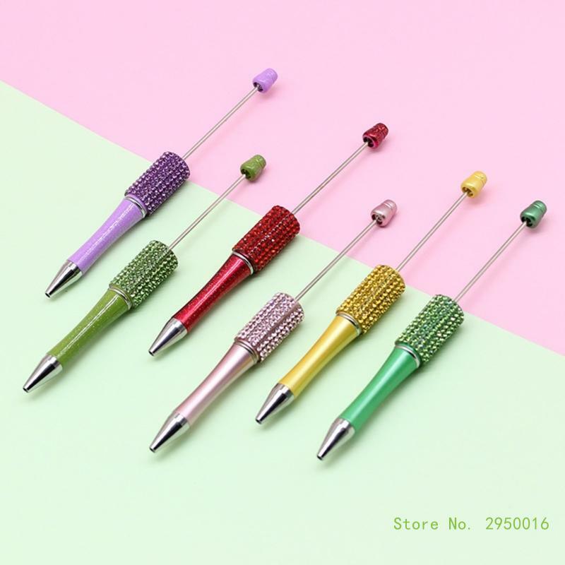 Diamond Beaded Pen DIY Colorful Beadable Ballpoint Pens Student Stationery Pens for Writing School Office Supplies
