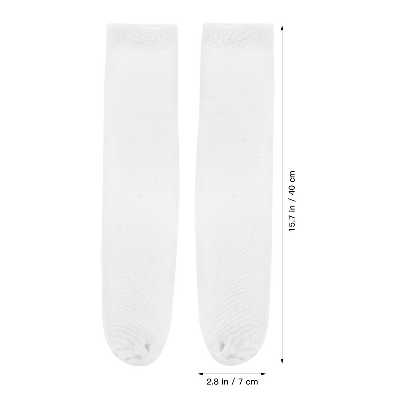 6 pasang kaus kaki sublimasi katun putih elastis dapat dicetak perlengkapan hadiah lurus