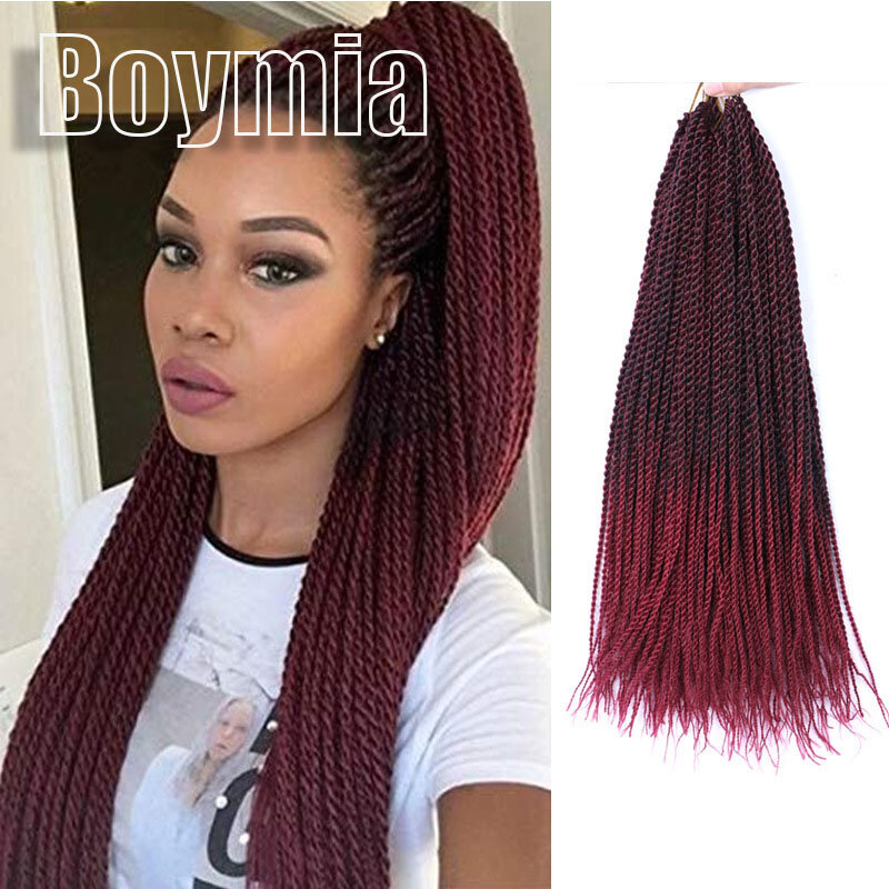 Synthetic Senegalese Twist Crochet Braids 14Inch 30 Strands/pack Ombre Brown Black Red Braiding Hair  Crochet Hair Extensions