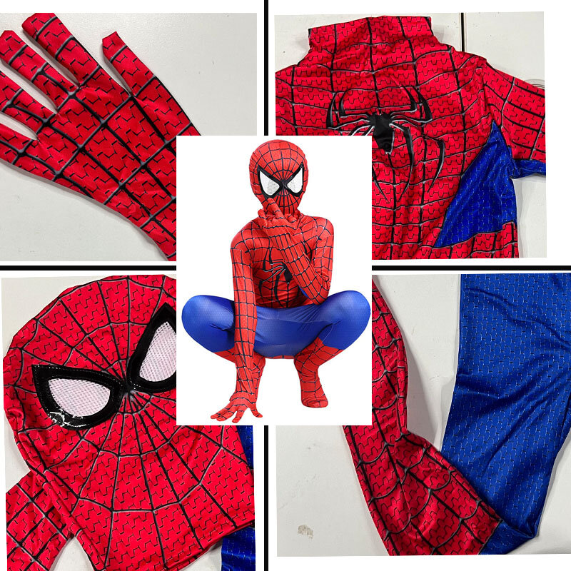 Anime Kids Red/Black Spiderman Iron Costume Mask Cape Unisex Superhero Movie Children's Heroes Returned Suit