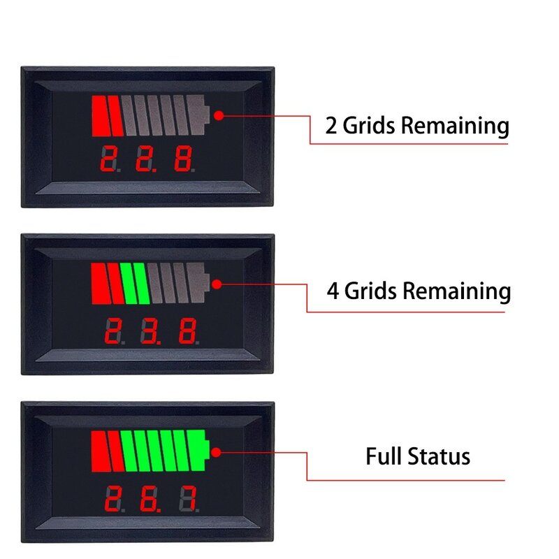 Bateria do carro Indicador de Nível de Carga, 12V 24V 36V 48V 60V 72V Lítio Capacidade Medidor Tester, LED Display Voltímetro