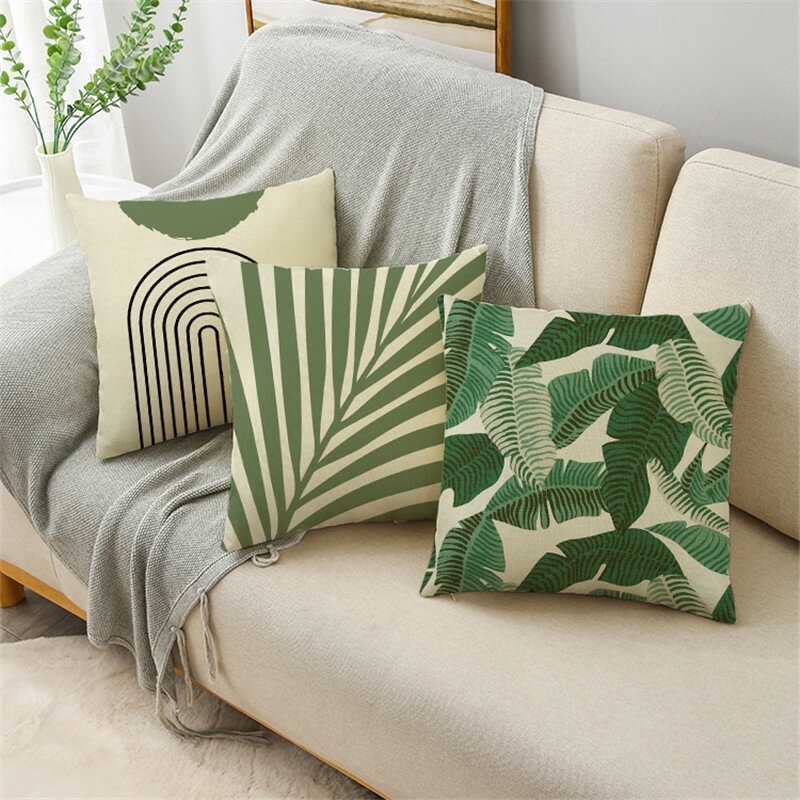 Nordic Green Plant Small Fresh Pillow Cushion Cover Bedside Office Waist Pillowcase