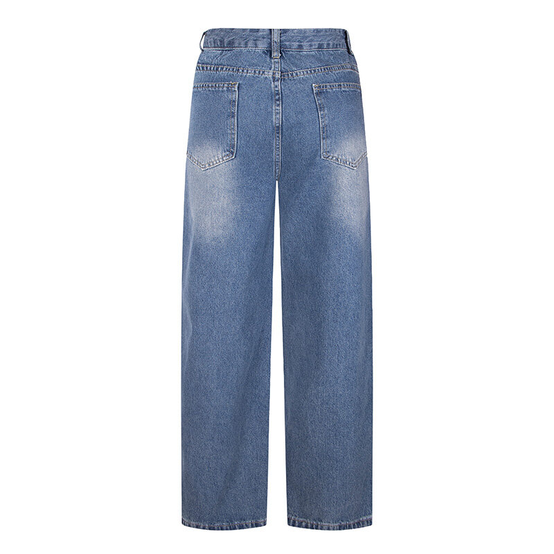 High Street GRAILZ Project G/R celana kain berat pria wanita modis kasual hitam biru celana Jeans Vintage 2024 baru