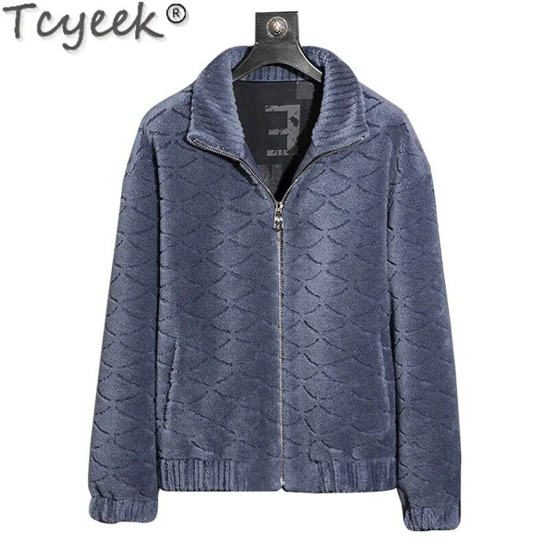 Tcyeek-معطف صوف للرجال من صوف الأغنام ، ملابس الشارع الدافئة ، سترة الشتاء ، ملابس قصيرة الطراز ، الموضة