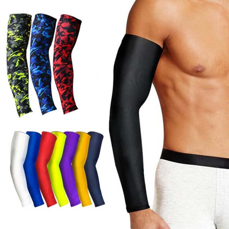 Respirável de secagem rápida proteção uv correndo braço mangas basquete cotovelo almofada fitness armguards esportes ciclismo aquecedores braço