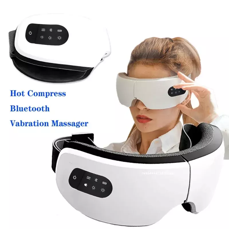 Massaggiatore per gli occhi vibrazione intelligente Bluetooth massaggio per gli occhi cura antirughe impacco caldo riscaldamento fatica ridurre gli occhiali custodia per la fatica