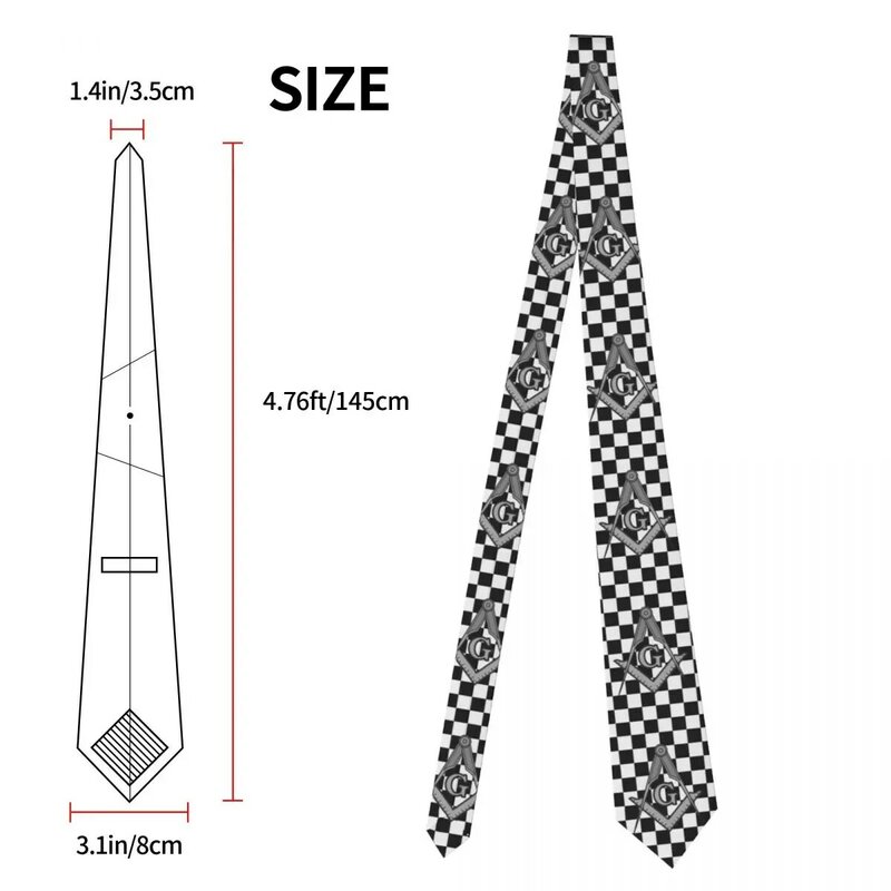 Gravata de seda personalizada para homens, gravata maçônica clássica quadrada e bússola no pescoço, casamento Cravat