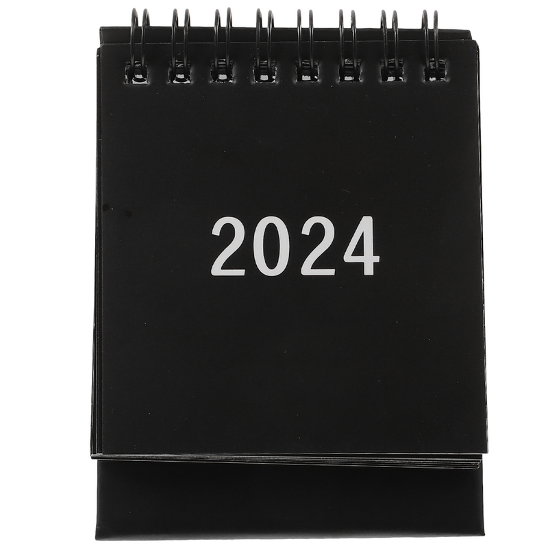 Calendrier de bureau l'inventaire en papier, mini bureau simple, licence Morandi Black, décor à rabat, 2024-20239, 202412