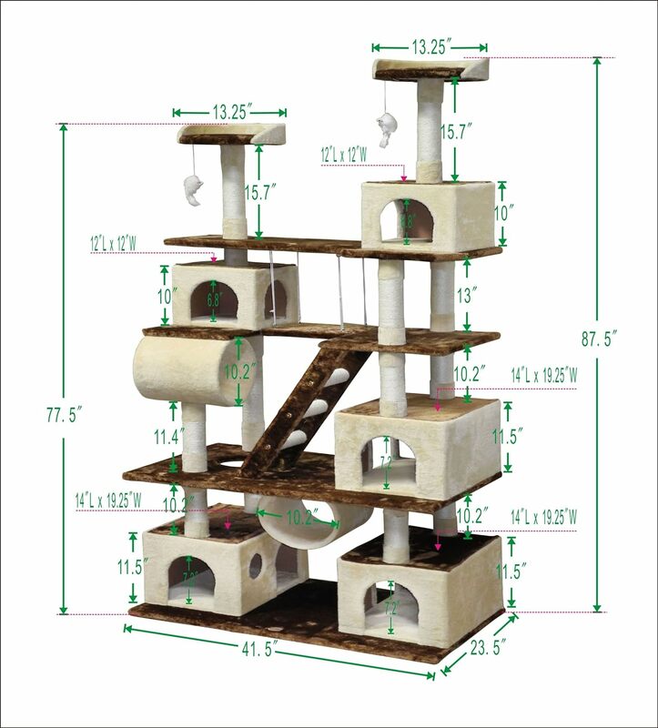 Go Pet Club Huge 87" Tall Cat Tree House Climber Furniture with Swing