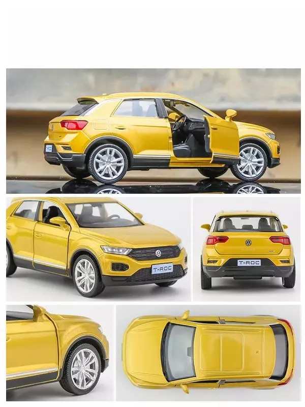 1:36 Volkswagen T-Roc Speelgoedauto Model Diecast Legering Sport Suv Voertuig Miniatuur Pull Back Collectie Cadeau Voor Jongen
