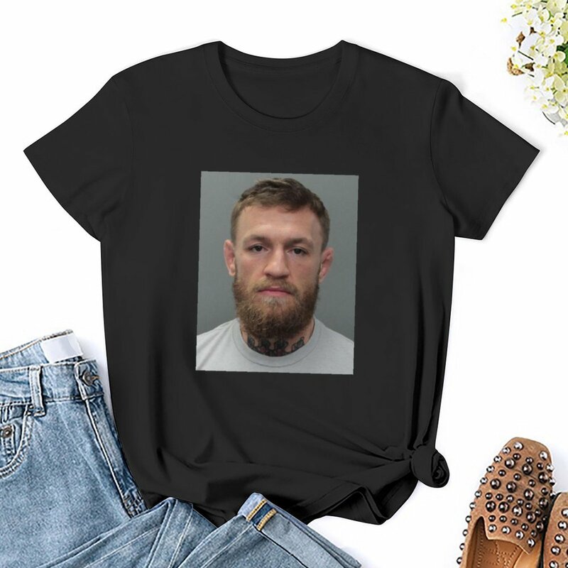 Conor McGregor 여성용 머그샷 티셔츠, 미적인 옷, 반팔 티, 여름 탑 의류
