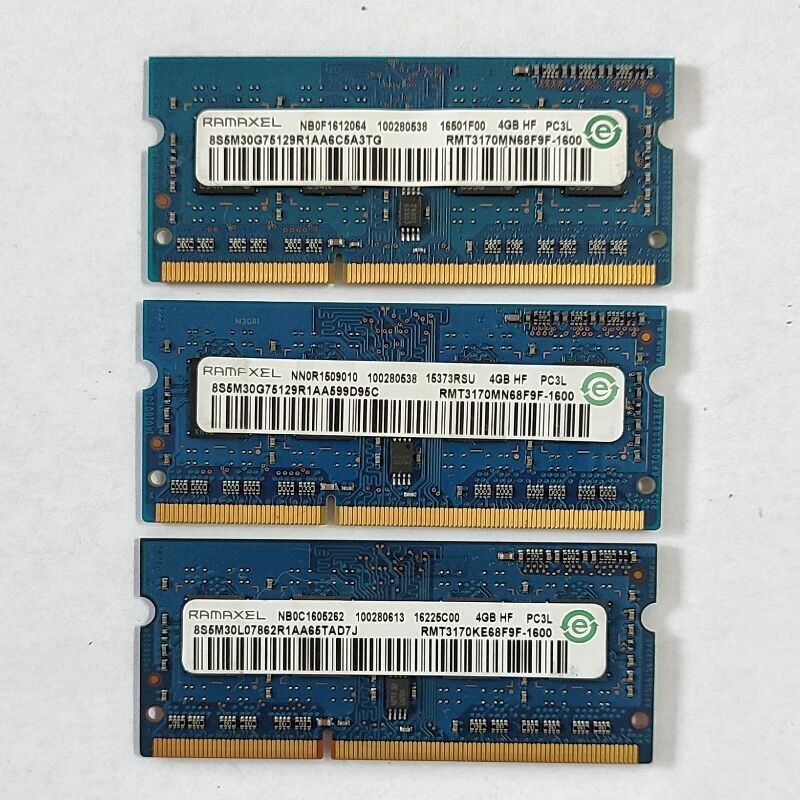 RAMAXEL RAM DDR3 4GB 1600MHz Ram Laptop Ddr3 4GB 1Rx8 PC3L-12800S-11 SODIMM 1.35V