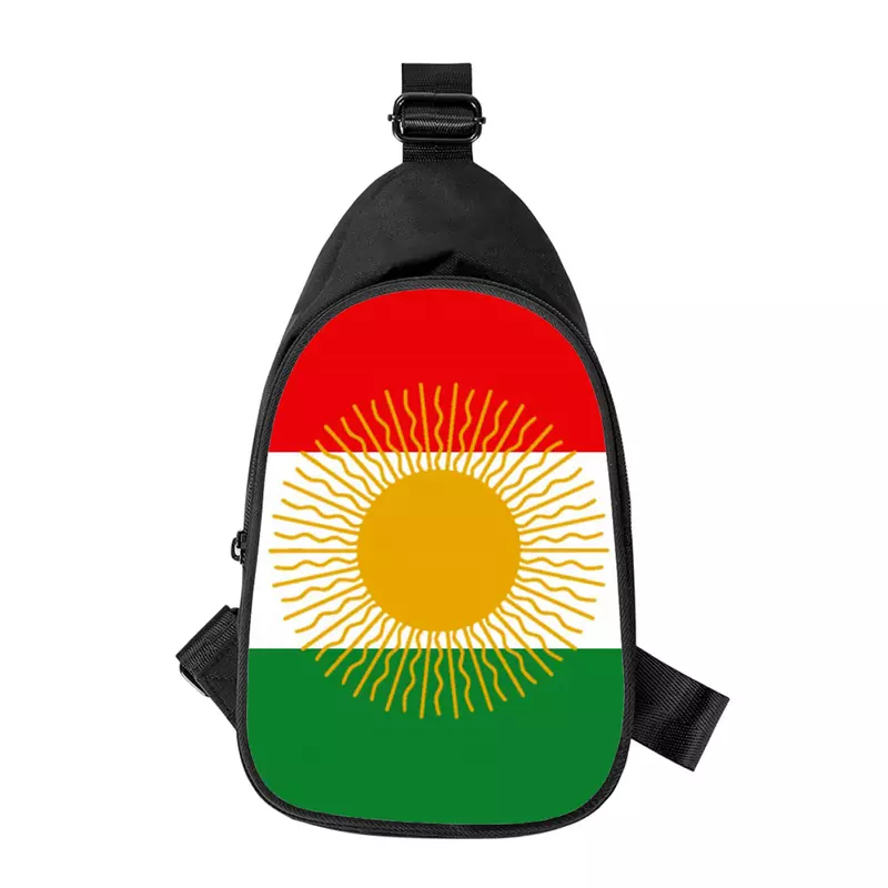 Bolso cruzado en el pecho con estampado 3D de la bandera del Kurdistán para hombre y mujer, bolso de hombro en diagonal, paquete de cintura escolar para marido, paquete de pecho para hombre