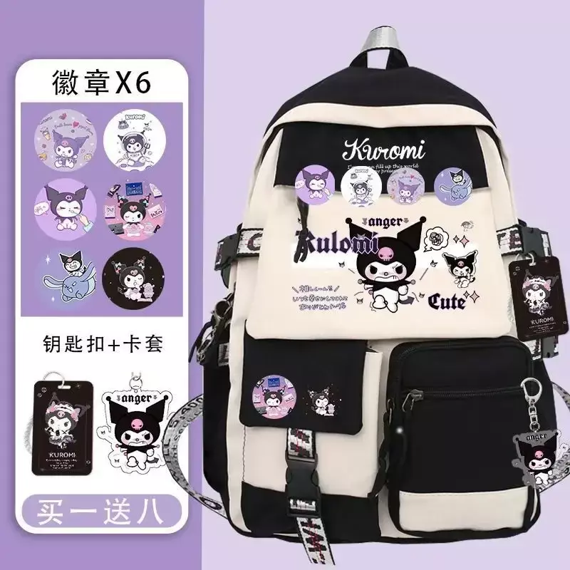 Sanrio-mochila de Anime Kuromi para niño y niña, morral de juguete Kawaii, bolsa elástica, mochila de Campus para estudiantes, regalos