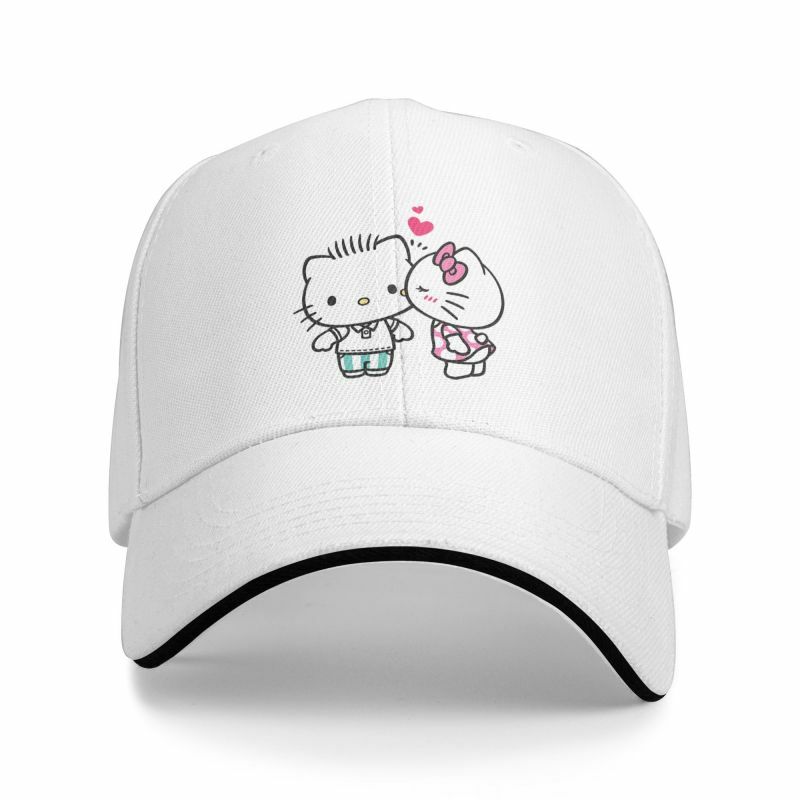قبعة بيسبول مخصصة للرجال والنساء ، مرحبا كيتي ، القط ، الحب ، قبعة أبي قابلة للتعديل ، ملابس الشارع