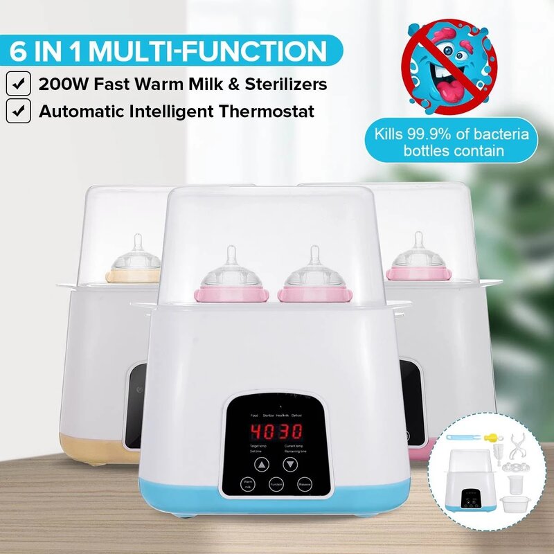 Aquecedor de garrafa de leite inteligente, termostato, aquecedor, esterilizador, desinfecção, LED, 2 em 1