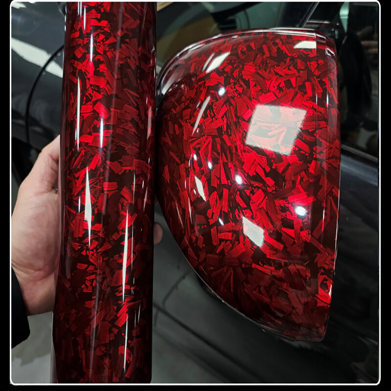 Film adhésif rond en vinyle pour moto, fibre de carbone forgée, noir brillant, or, argent, rouge, emballage de décalcomanie de voiture de scooter