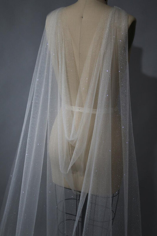 Tiulowy płaszcz ślubny z kości słoniowej, ślubny welon akcesoria ślubne