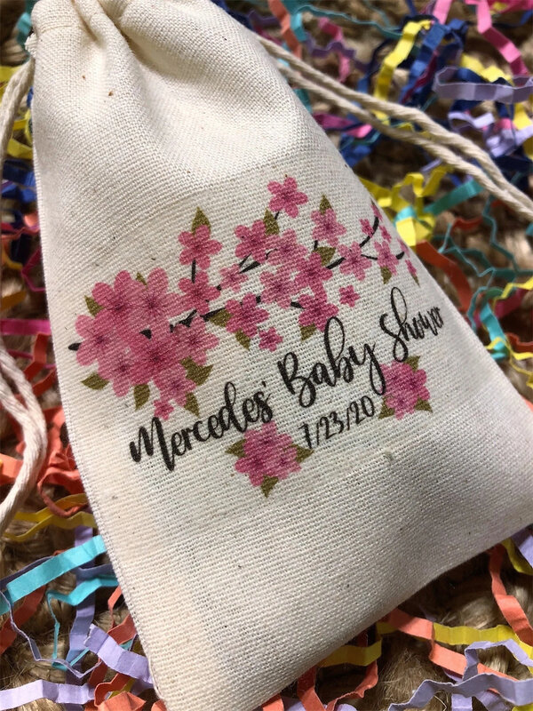Rama de flor de cerezo personalizada, bolsas de recuerdo de fiesta, Baby Shower, boda, 20 piezas