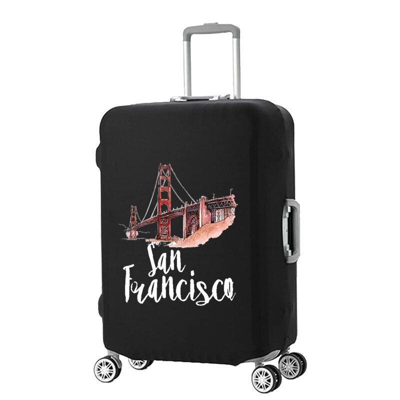 Capa de bagagem protetora elástica com impressão atração turística, Scratch Resistant Suitcase, estojo protetor, 18-32 Tamanho