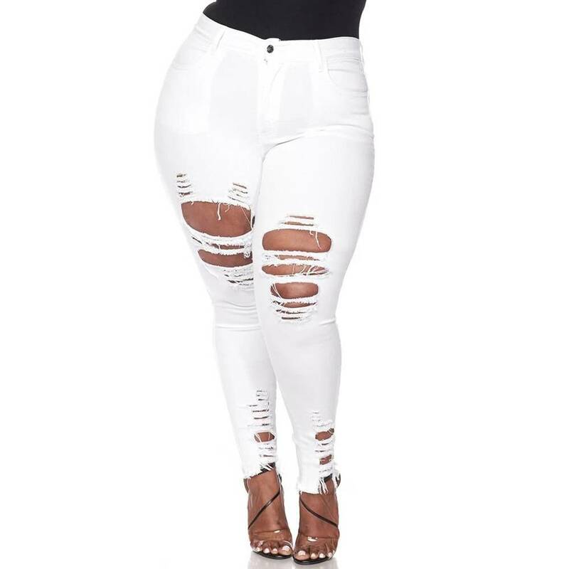 Plus Size Womens Hollow Out Denim Pants Ladies Slim Fit Sexy Jegging Skinny Street Style Trousers Jeans Bottoms Summer Holiday