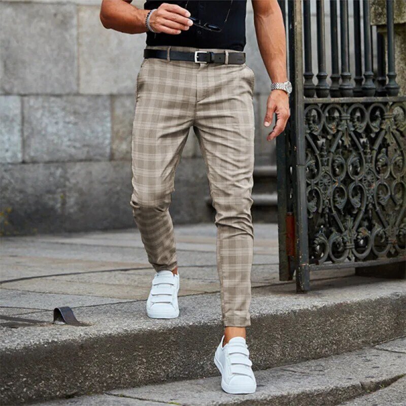 MRMT 2024 Brand New Men's Business Casual Plaid Fashion Trousers Loose Thin Casual Pants Men