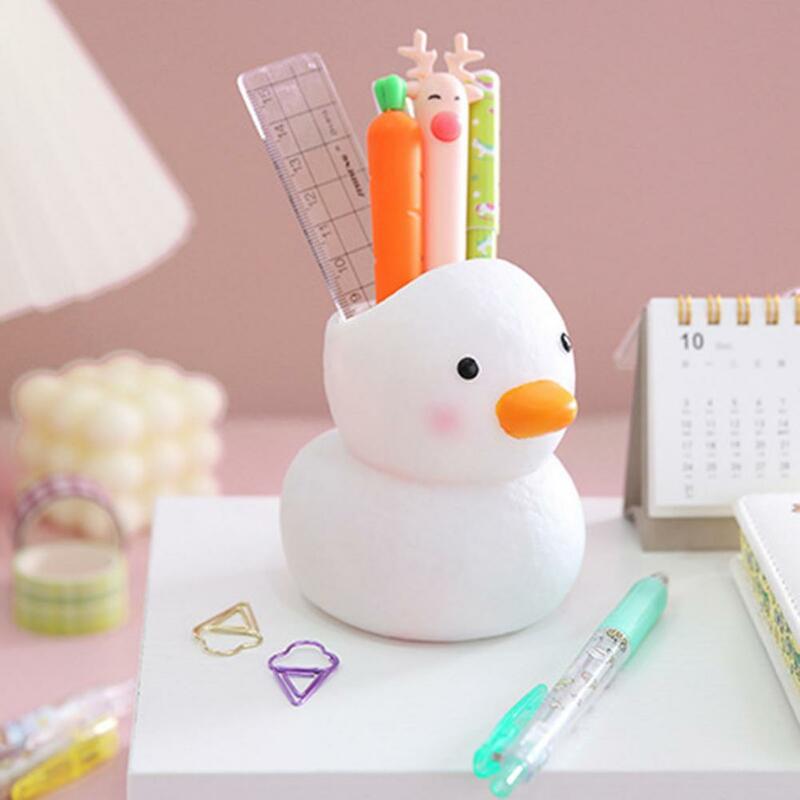 Pen Holder Cute Shape Multifunctional Plastic Cartoon Duck Pencil Pot Desktop Storage Student Supplies