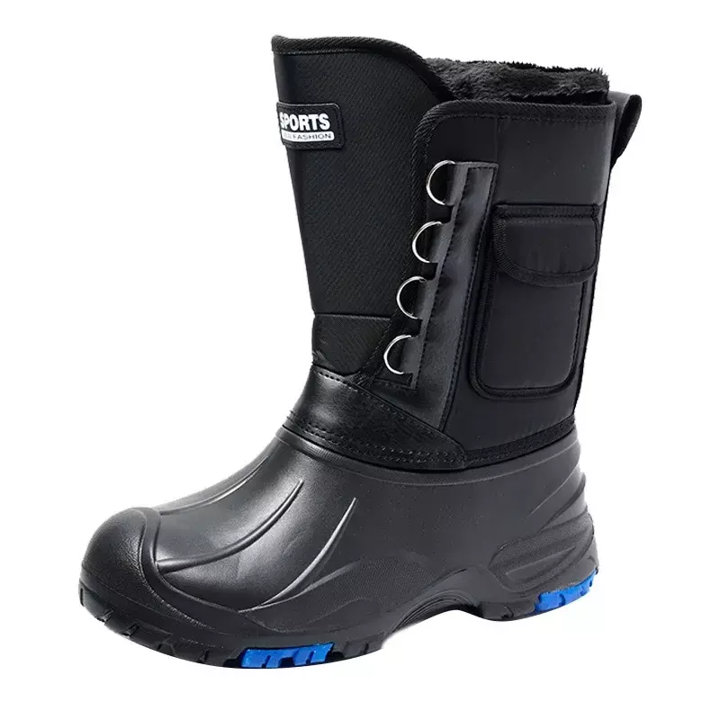 รองเท้าผ้าฝ้าย2024ฤดูหนาวกันน้ำมี Paku Baja สำหรับผู้ชายหิมะปีนเขารองเท้าตกปลาพร้อมรองเท้ากำมะหยี่หนาอบอุ่น