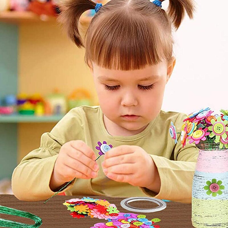 Bukiet z guzikiem DIY ręcznie robione prezenty pokój kwiat ozdobny zestaw do rękodzieła kreatywne zabawki dla dzieci zrób swój własny bukiet Art Project Activity Gift