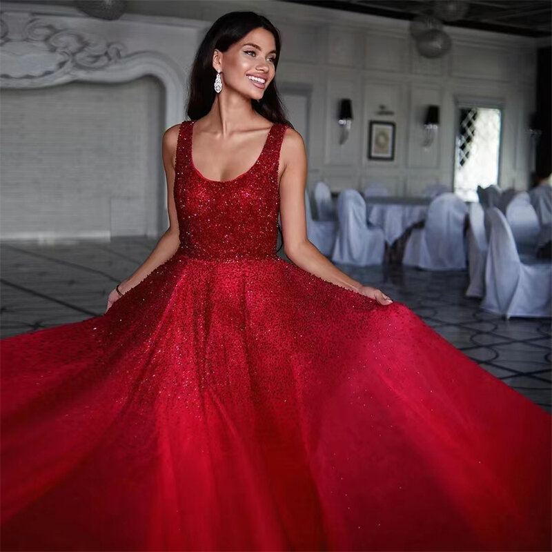 Gaun malam mewah 2023 gaun pesta dansa merah anggur kristal gaun pesta Formal Dubai Emas mewah untuk wanita gaun Prom pernikahan