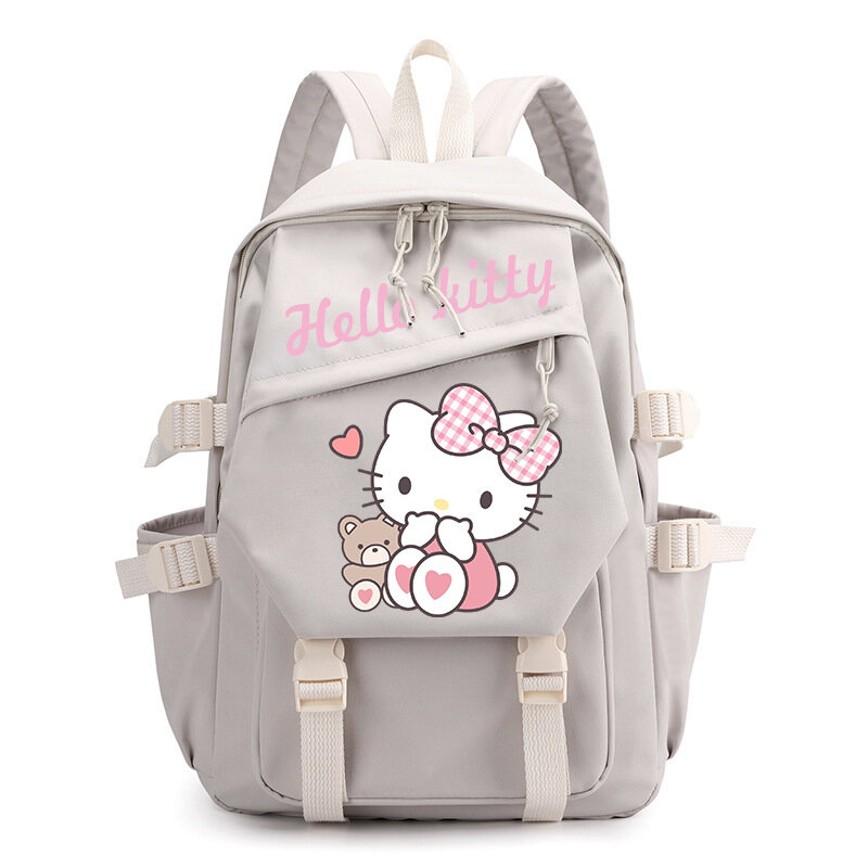 Sanrio tas punggung kanvas pria dan wanita, tas sekolah ringan motif kartun lucu untuk pelajar Hellokitty