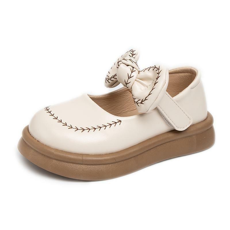 Chaussures en cuir confortables pour enfants, chaussures simples pour filles avec nœud, mode printemps, nouveau, 2024