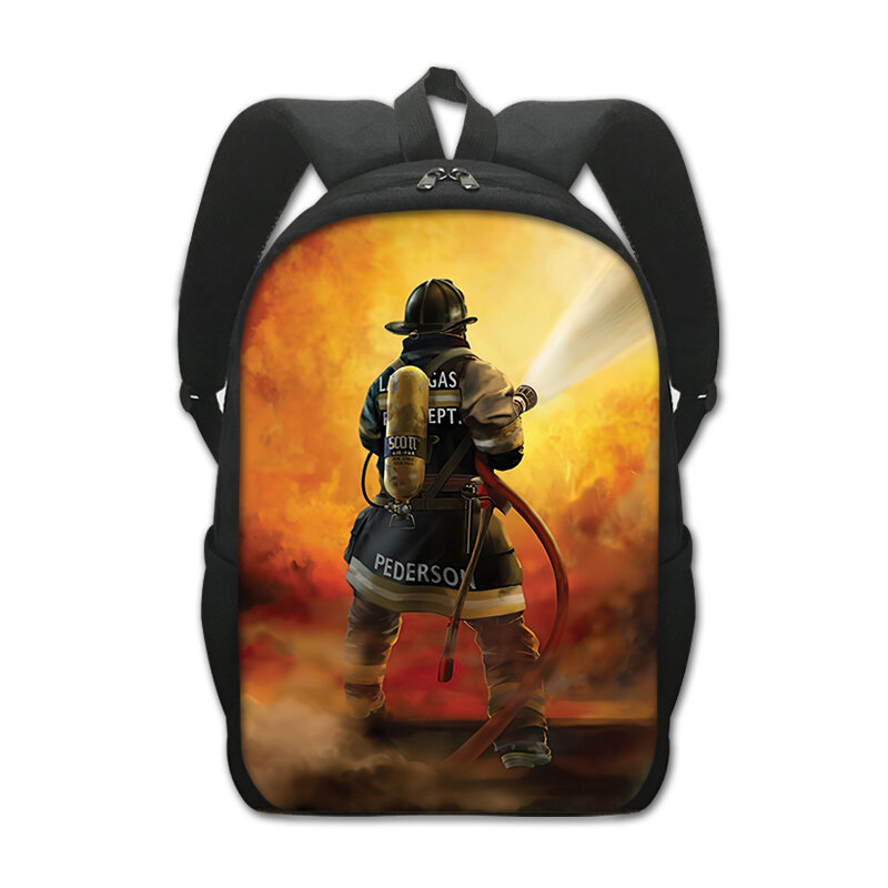Fireman Rescue Team Print Backpack Women Men Cool Firefighter Student School Bags for Kids Bookbag Laptop Daypack Rucksacks Gift