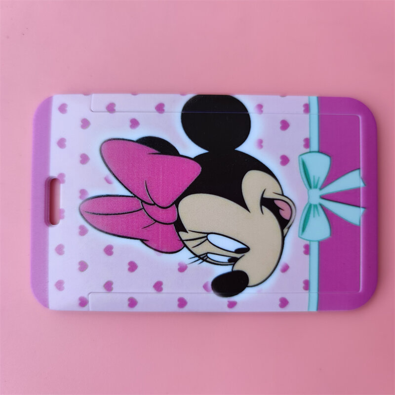 Disney Mickey Minnie Girls Boys Sliding Lanyard ID Card Holders Badge Holders Hard Plastic Card Sleeves For Worker