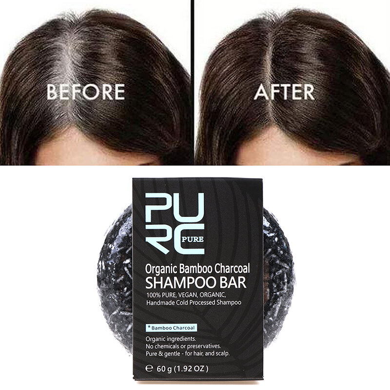 Hair Color Dye Bamboo Charcoal Clean Detox Soap Bar Black Hair Shampoo