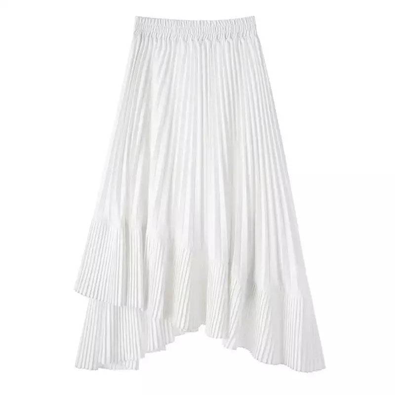 Spring Summer New Irregular Loose Skirts High Waist Solid Color Pleated A-line Skirt Casual Fashion Women Clothing