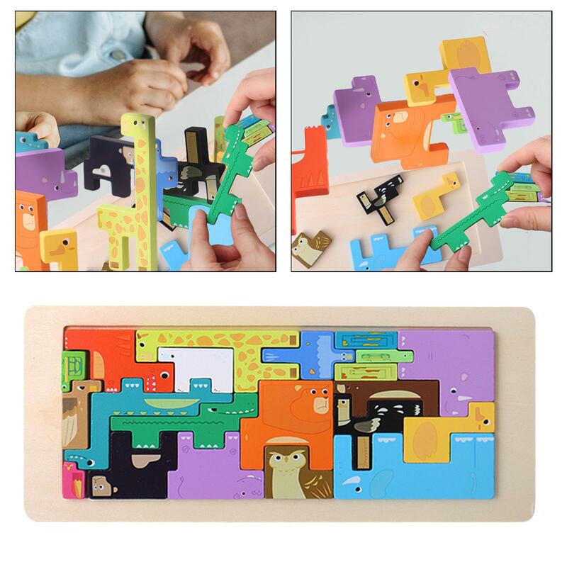 Деревянные головоломки, игрушки, красочные Обучающие дошкольные игрушки для возраста 3, 4, 5, 6
