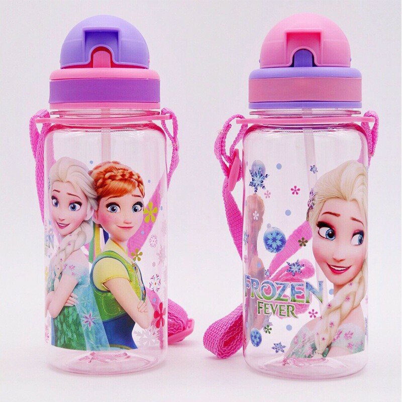 Disney Mickey Mouse Cartoon cups con paglia bambini biancaneve auto bottiglie sportive congelate ragazze Princess Sophia tazze per l'alimentazione