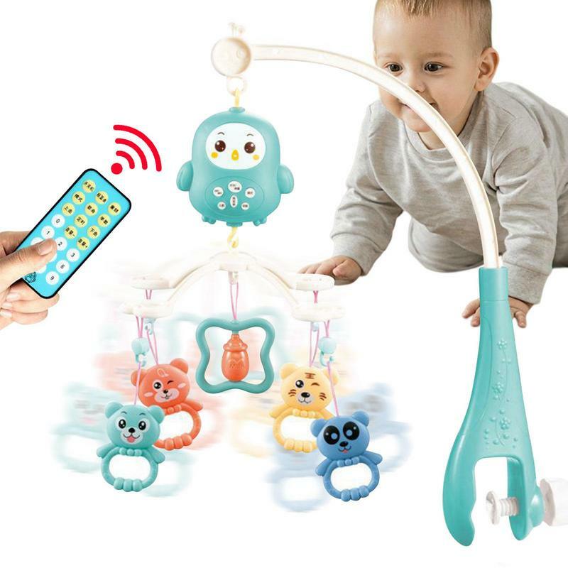 Crib Mobile Toys Musical Clip On Mobile With Music Box Detachable Toy Pendants Hangings Remote Control 360 Rotate Kindergarten