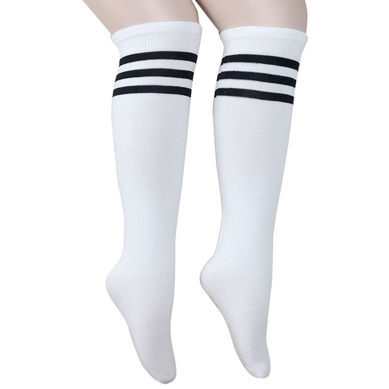 New 1 Pair Solid Striped Heelless Knee-High Football Socks Kids Legging Stocking Soccer Baseball Dance Cheerleading Sports Socks