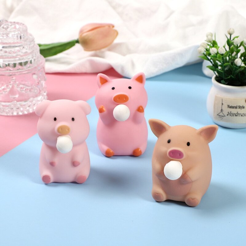 PVC 핀치 침 돼지 장난감, 재미있는 캔디 컬러 벤트 볼, 동물 감압 장난감, 생일