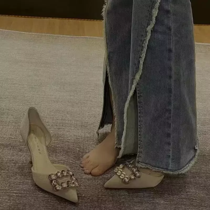 Women Pumps 2024 New Fashion Stiletto Pointed Toe Shoes for Women Office Work Luxury Non-slip Slingbacks Women's High Heels