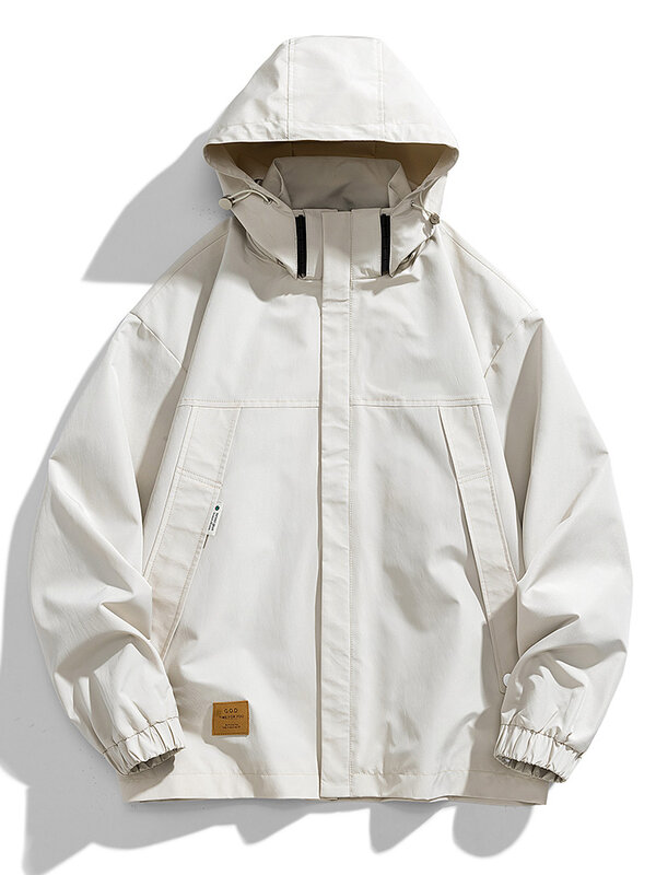 Демисезонные мужские повседневные куртки на молнии с карманами размера плюс 8XL 9XL, уличная мода, однотонные свободные ветровки с капюшоном