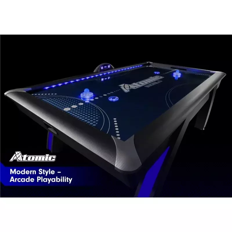Atom 90 "Indiglo LED leuchten Arcade luft betriebenen Hockey Tisch-beinhaltet leuchtende Pucks und Drücker, grau