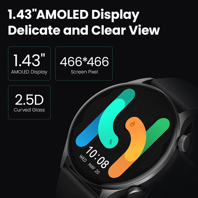 HAYLOU Solar Plus RT3 inteligentny zegarek 1.43 "AMOLED wyświetlacz połączenie telefoniczne Bluetooth Smartwatch monitor zdrowia IP68 wodoodporny zegarek sportowy