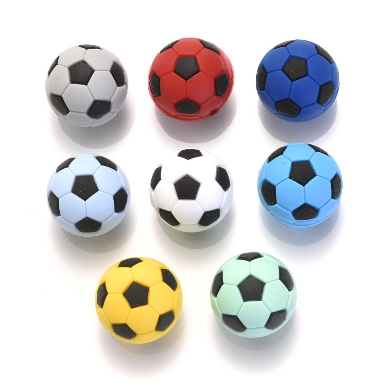 19mm 10Pcs Silicone Round Beads Soccer Ball Style Teething Chew Beads For Baby Care Toys Gift DIY Pacifier Chain Jewelry Making