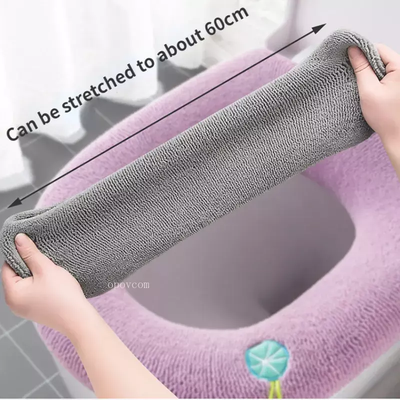 Sarung bantal kursi Toilet warna murni Universal, lembut hangat dapat dicuci alas Closestool Aksesori Toilet kamar mandi