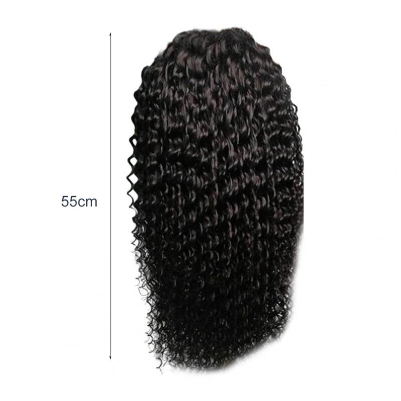 55cm African Style Wig Kinky Curly Wavelet Hair Peruvian Curly Hair Wig Fluffy Black Centre-Parted Wig Headgear Hair Product